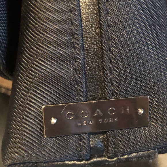 COACH BLACK TWILL WITH LEATHER TRIM SHOULDER BAG - Picture 7 of 8